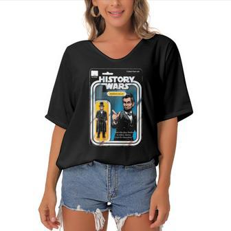 History Wars Abraham Lincoln Abe Lincoln Women's Bat Sleeves V-Neck Blouse | Mazezy