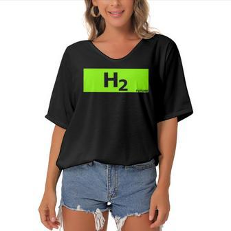 Hydrogen H2 Future Chemistry Lover Gift Women's Bat Sleeves V-Neck Blouse | Mazezy