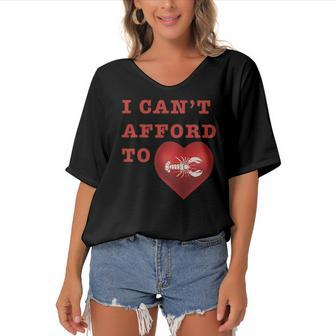 I Cant Afford To Love Lobster Women's Bat Sleeves V-Neck Blouse | Mazezy