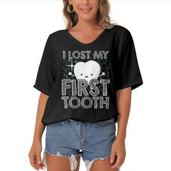 I Lost My First Tooth Baby Tooth Fairy Women's Bat Sleeves V-Neck Blouse | Mazezy