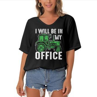 I Will Be In My Office Farmer Women's Bat Sleeves V-Neck Blouse | Mazezy