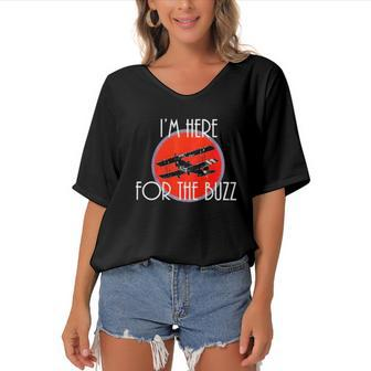 I’M Here For The Buzz Women's Bat Sleeves V-Neck Blouse | Mazezy