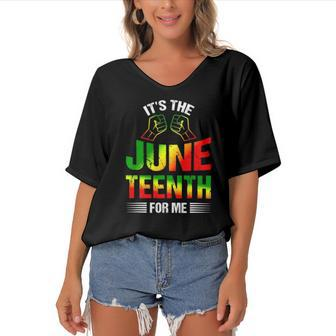 Its The Juneteenth For Me Free-Ish Since 1865 Independence Women's Bat Sleeves V-Neck Blouse | Mazezy