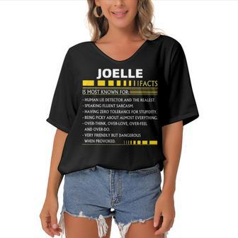 Joelle Name Gift Joelle Facts Women's Bat Sleeves V-Neck Blouse - Seseable