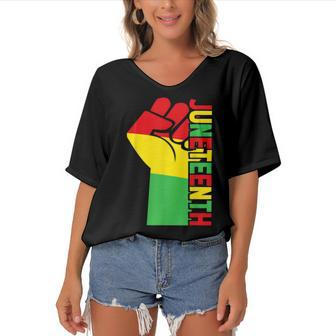 Juneteenth Independence Day 2022 Gift Idea Women's Bat Sleeves V-Neck Blouse | Mazezy