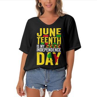 Juneteenth Is My Independence Day 1865 African American Women's Bat Sleeves V-Neck Blouse | Favorety UK