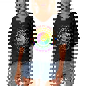 Love Is Love Science Is Real Kindness Is Everything Lgbt Women's Bat Sleeves V-Neck Blouse | Mazezy