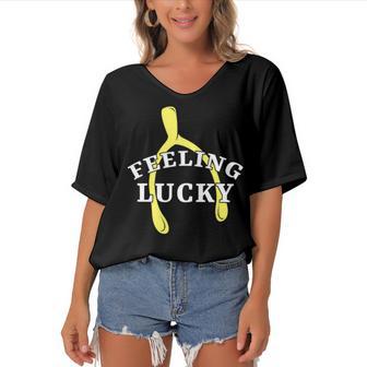 Lucky Turkey Wishbone Vintage 10 Shirt Women's Bat Sleeves V-Neck Blouse | Favorety AU