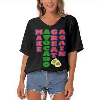 Make Avocado Great Again Women's Bat Sleeves V-Neck Blouse | Favorety CA