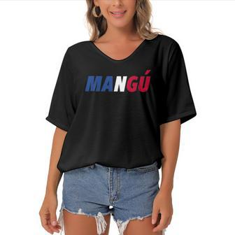 Mangu Dominican Republic Latin Mangu Lover Gift Women's Bat Sleeves V-Neck Blouse | Mazezy