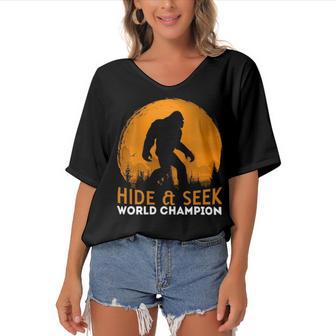 Market Trendz Bigfoot Hide And Seek Champion 405 Trending Shirt Women's Bat Sleeves V-Neck Blouse | Favorety CA