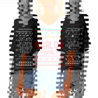 Marlow Name Gift Marlow Family Women's Bat Sleeves V-Neck Blouse | Seseable UK