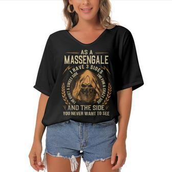 Massengale Name Shirt Massengale Family Name Women's Bat Sleeves V-Neck Blouse - Monsterry DE
