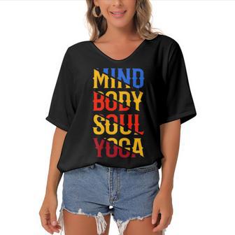 Mind Body Soul Yoga 114 Trending Shirt Women's Bat Sleeves V-Neck Blouse | Favorety