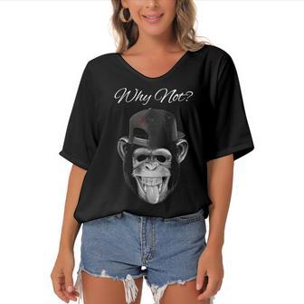 Monkey In A Cap 527 Trending Shirt Women's Bat Sleeves V-Neck Blouse | Favorety AU