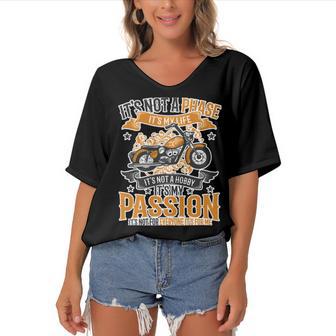 Motorcycle Passion Biker Cute Dreaming 488 Shirt Women's Bat Sleeves V-Neck Blouse | Favorety UK