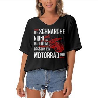 Motorcycle Racing Machines Motif With 485 Shirt Women's Bat Sleeves V-Neck Blouse | Favorety UK