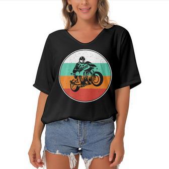 Motorcycle Racing Motorcycle Biker 484 Shirt Women's Bat Sleeves V-Neck Blouse | Favorety CA