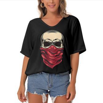 Motorcycle Skull Dreaming Racing 473 Shirt Women's Bat Sleeves V-Neck Blouse | Favorety UK