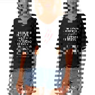 Murder Mittens Funny Cat Lover Meme Toebeans Paws And Claws Women's Bat Sleeves V-Neck Blouse | Mazezy