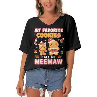 My Favorite Cookies Call Me Meemaw 882 Shirt Women's Bat Sleeves V-Neck Blouse | Favorety AU