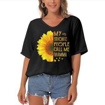 My Favorite People Call Me Gramma 728 Shirt Women's Bat Sleeves V-Neck Blouse | Favorety CA