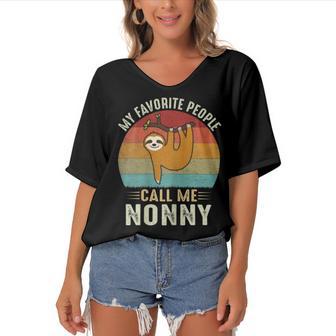 My Favorite People Call Me Nonny 302 Trending Shirt Women's Bat Sleeves V-Neck Blouse | Favorety AU