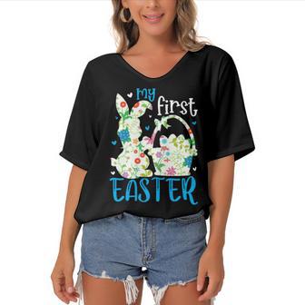 My First Easter 707 Trending Shirt Women's Bat Sleeves V-Neck Blouse | Favorety DE