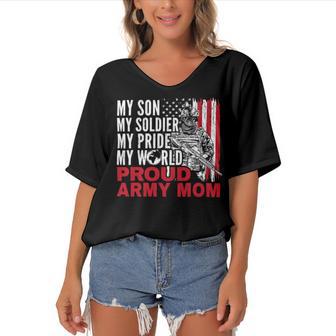 My Son My Soldier My Pride My World 694 Shirt Women's Bat Sleeves V-Neck Blouse | Favorety UK