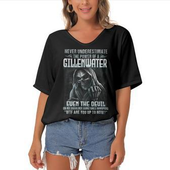 Never Underestimate The Power Of An Gillenwater Even The Devil Women's Bat Sleeves V-Neck Blouse - Seseable