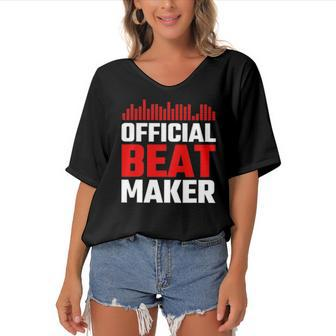 Official Beat Maker Audio Music Producer Hip Hop Women's Bat Sleeves V-Neck Blouse | Mazezy