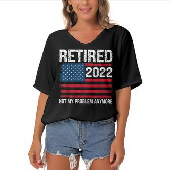 Retired 2022 I Worked My Whole Life For This Retirement V2 Women's Bat Sleeves V-Neck Blouse | Mazezy
