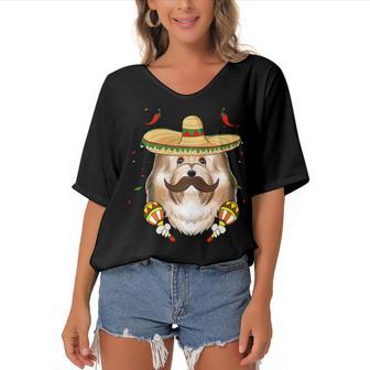 Sombrero Dog I Cinco De Mayo Havanese V2 Women's Bat Sleeves V-Neck Blouse - Monsterry UK