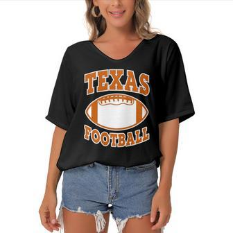 Texas Football Football Ball Sport Lover Women's Bat Sleeves V-Neck Blouse | Mazezy