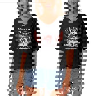 Thats Hearsay Brewing Co Home Of The Mega Pint Funny Skull Women's Bat Sleeves V-Neck Blouse | Mazezy