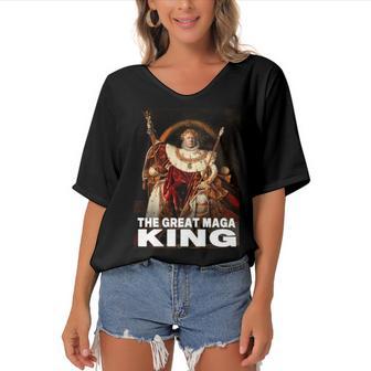 The Return Of The Great Maga King 4 Shirt Women's Bat Sleeves V-Neck Blouse | Favorety