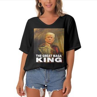 The Return Of The Great Maga King Women's Bat Sleeves V-Neck Blouse | Favorety UK