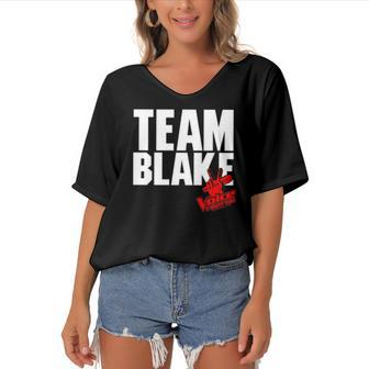The Voice Blake Team Women's Bat Sleeves V-Neck Blouse | Mazezy