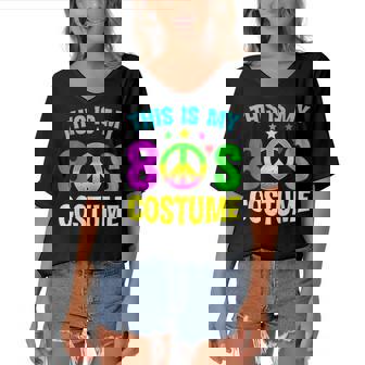 This Is My 80S Costume Funny Halloween 1980S 80S Party Women's Bat Sleeves V-Neck Blouse - Seseable