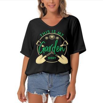 This Is My Garden Gardener Hoblandscape 551 Shirt Women's Bat Sleeves V-Neck Blouse | Favorety