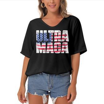 Ultra Maga And Proud Of It A Ultra Maga And Proud Of It V17 Women's Bat Sleeves V-Neck Blouse | Favorety CA