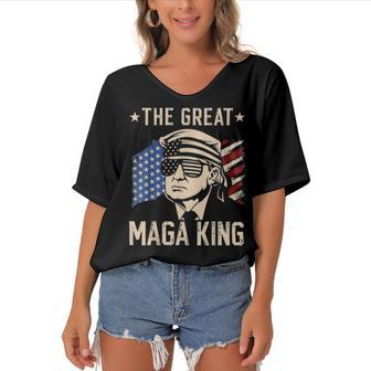 Ultra Maga And Proud Of It A Ultra Maga And Proud Of It V9 Women's Bat Sleeves V-Neck Blouse | Favorety AU