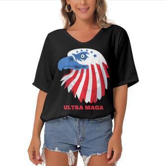 Ultra Maga Memorial Day Women's Bat Sleeves V-Neck Blouse | Favorety AU