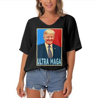 Ultra Maga President Donald Trump Gift Women's Bat Sleeves V-Neck Blouse | Favorety CA