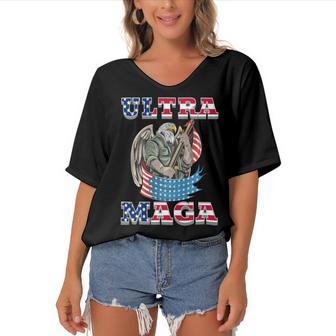 Ultra Maga Tshirts Women's Bat Sleeves V-Neck Blouse | Favorety