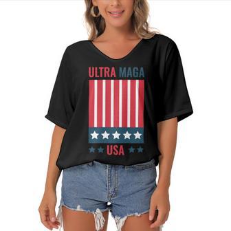 Ultra Maga Usa Women's Bat Sleeves V-Neck Blouse | Favorety UK