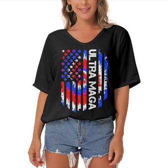 Ultra Maga We The People Funny Women's Bat Sleeves V-Neck Blouse | Favorety