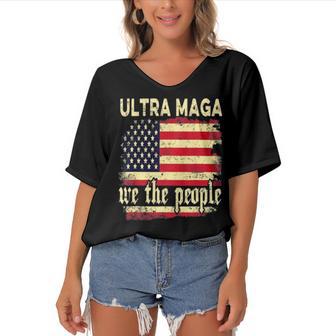 Ultra Maga We The People Vintage Women's Bat Sleeves V-Neck Blouse | Favorety AU