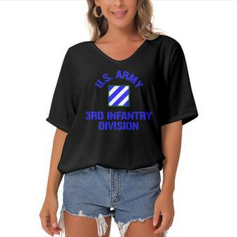 Us Army 3Rd Infantry Division Women's Bat Sleeves V-Neck Blouse | Mazezy