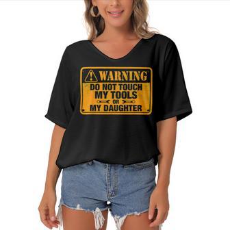 Warning Do Not Touch My Tools 198 Shirt Women's Bat Sleeves V-Neck Blouse | Favorety AU